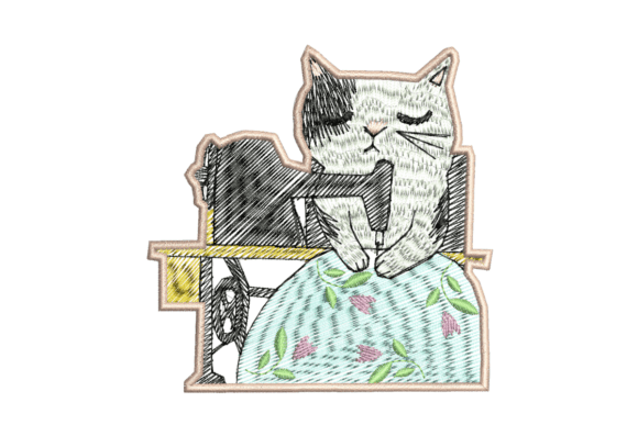 Cat with Sewing Time
