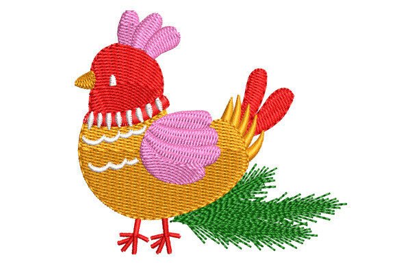 Christmas Chicken Embroidery Design