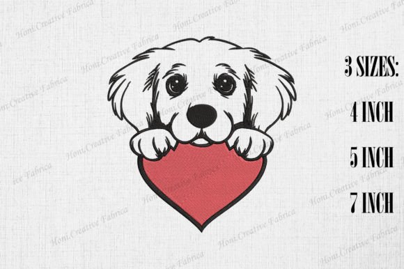 Cute Golden Retriever Peeking from Heart